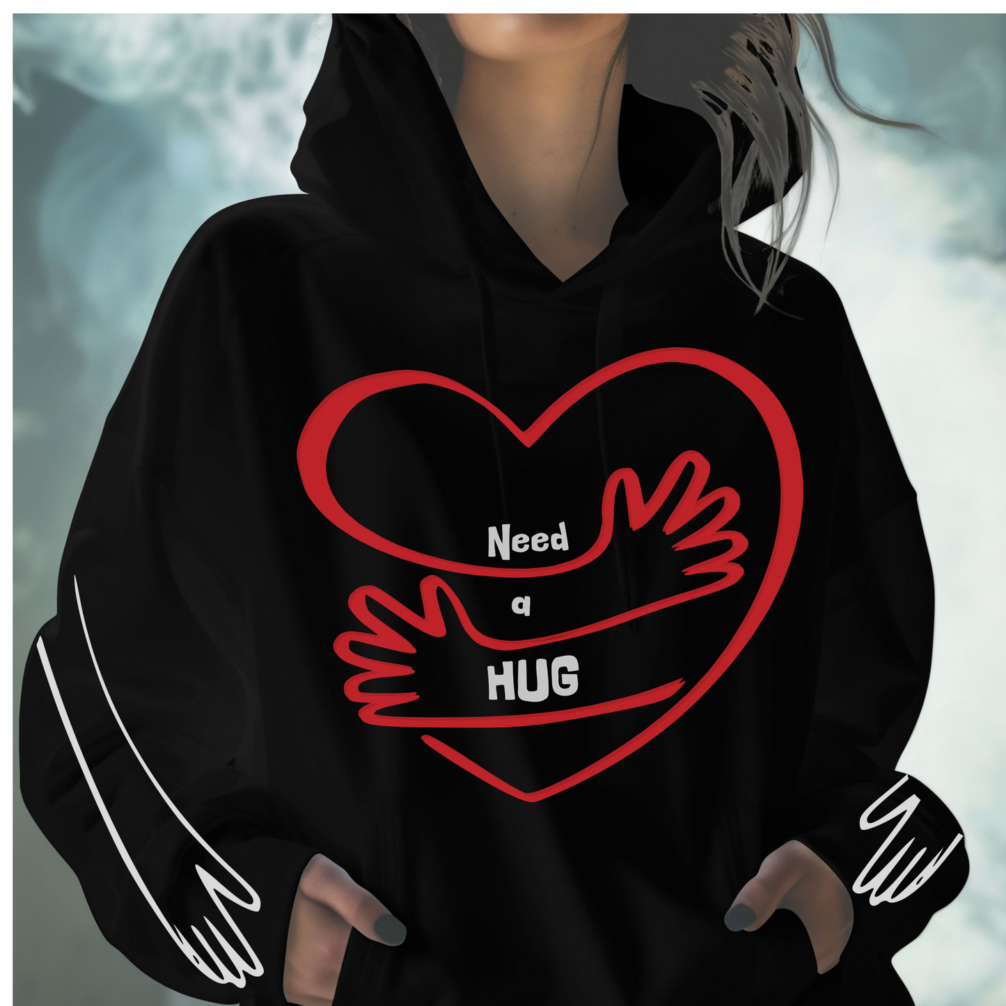 Hug Giver - Black Unisex Hooded Blanket