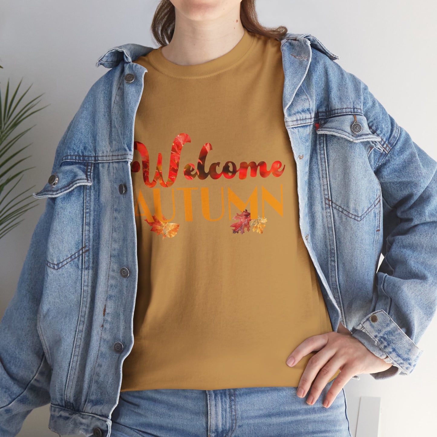 Welcome Autumn Leaves - Unisex Heavy Cotton Tee