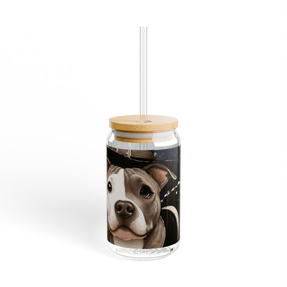 Sipper Glass, 16oz Halloween Pit Bull