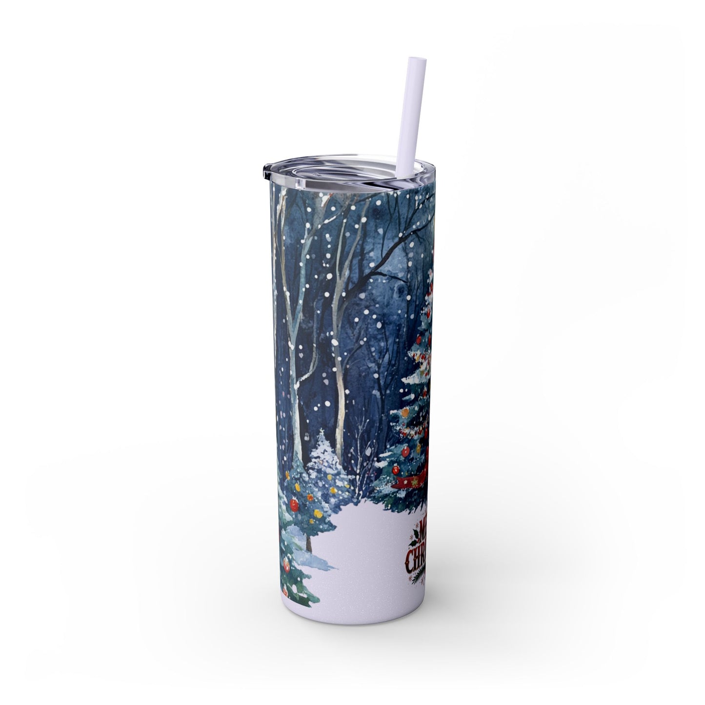 Merry Christmas Skinny Tumbler with Straw, 20oz