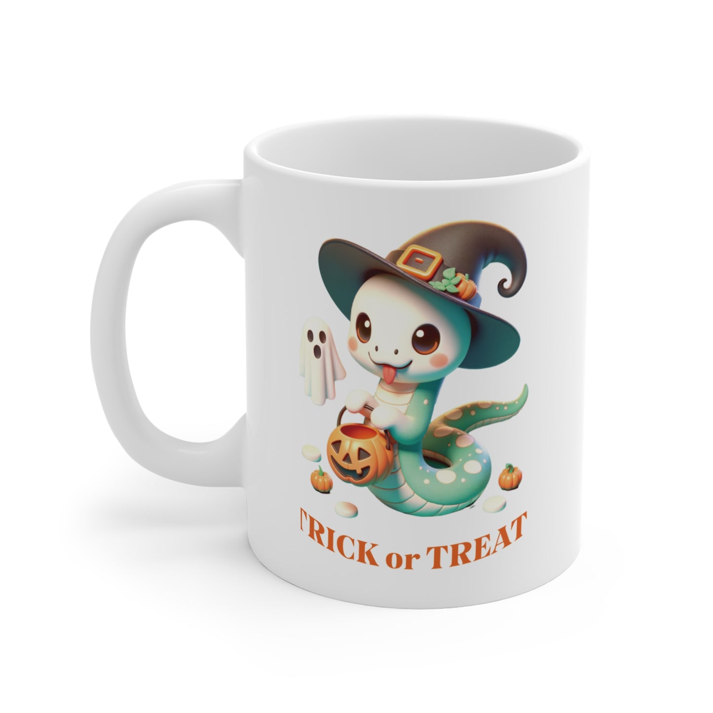 Halloween Witch Snake - Mug 11oz  Cute whimsical snake dressed as a witch and ready for a Halloween night of Trick or Treating