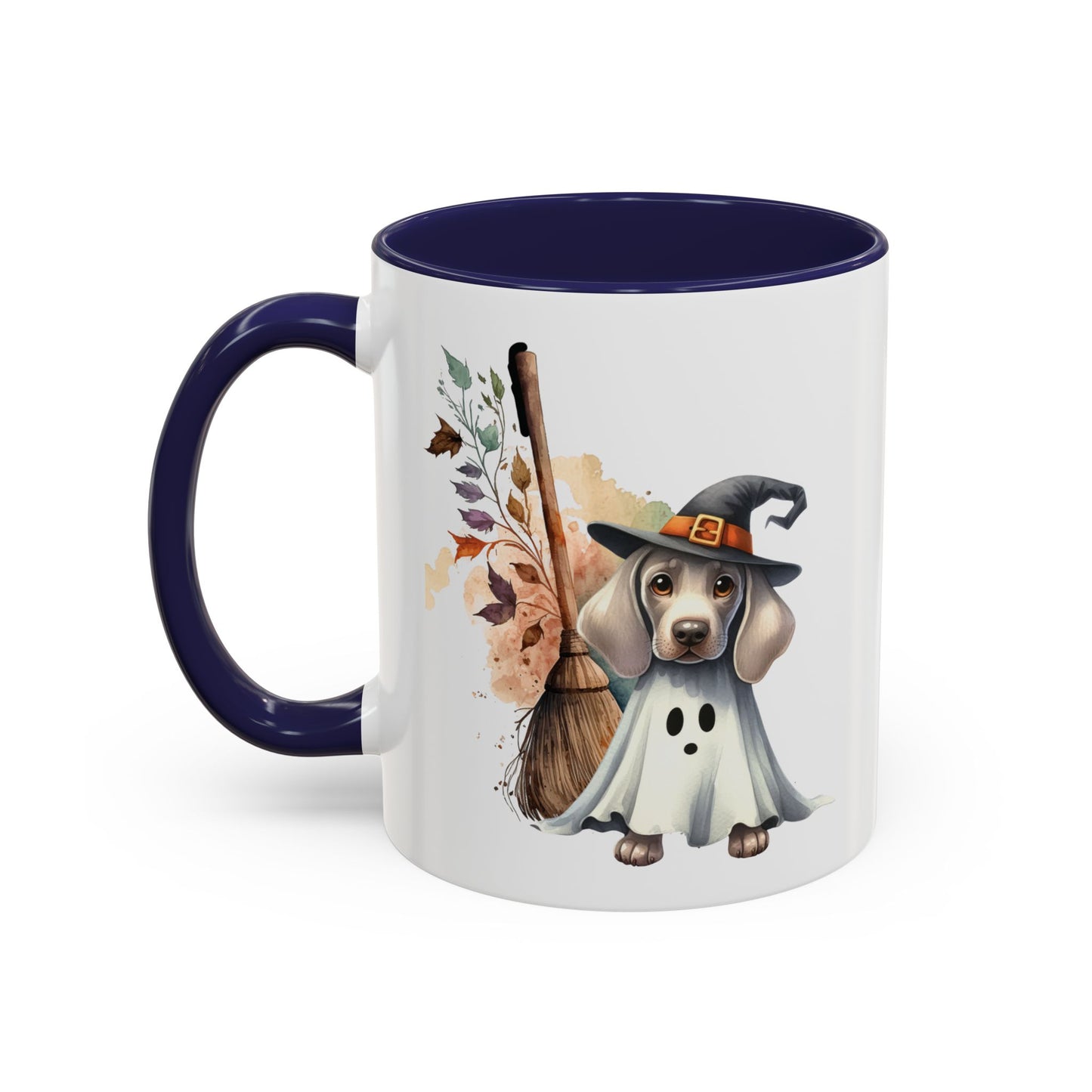 Halloween Accent Coffee Mug (11 oz) Adorable Weimaraner Witch Puppy