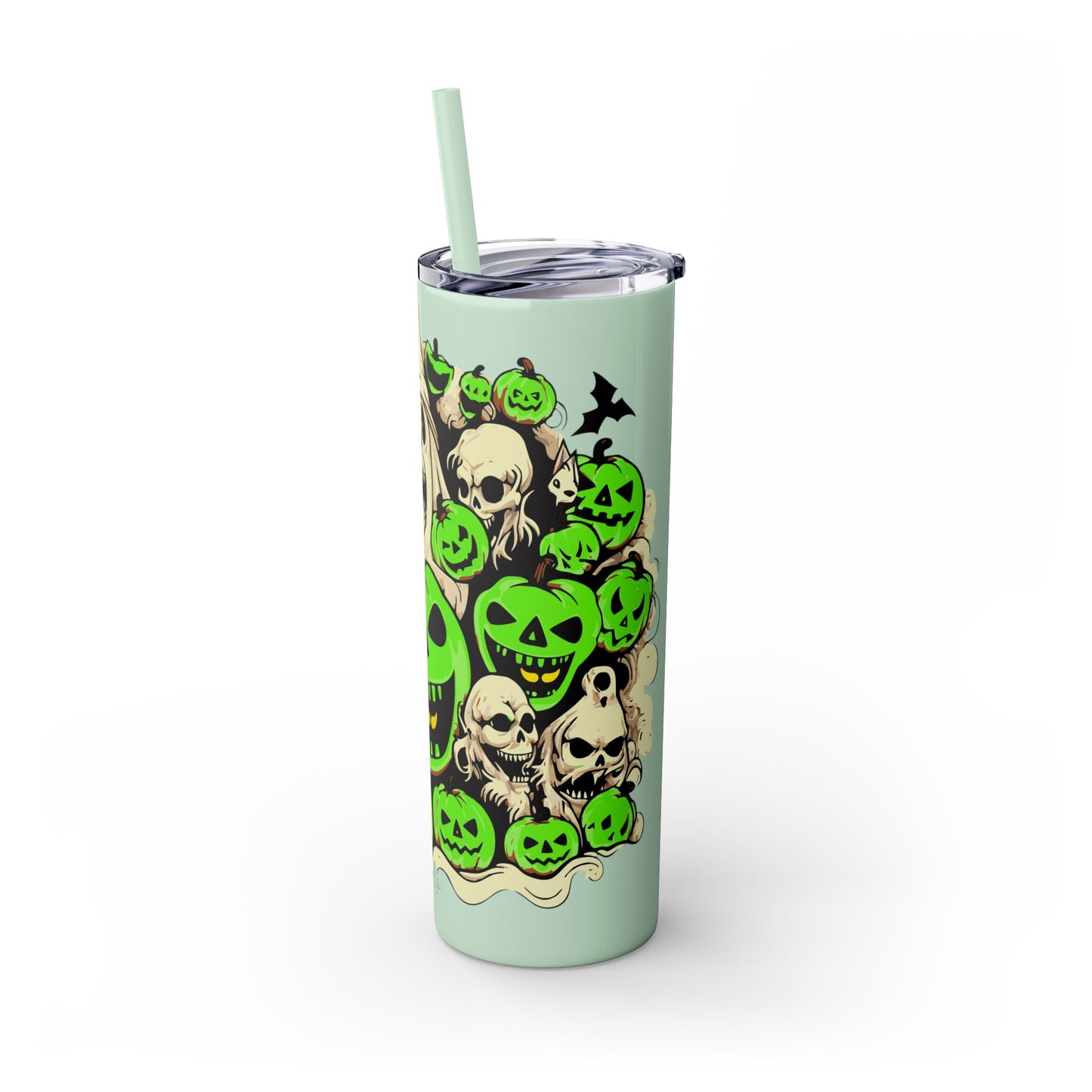 Neon Ghouls 'n Cats Eyes Skinny Tumbler with Straw, 20oz