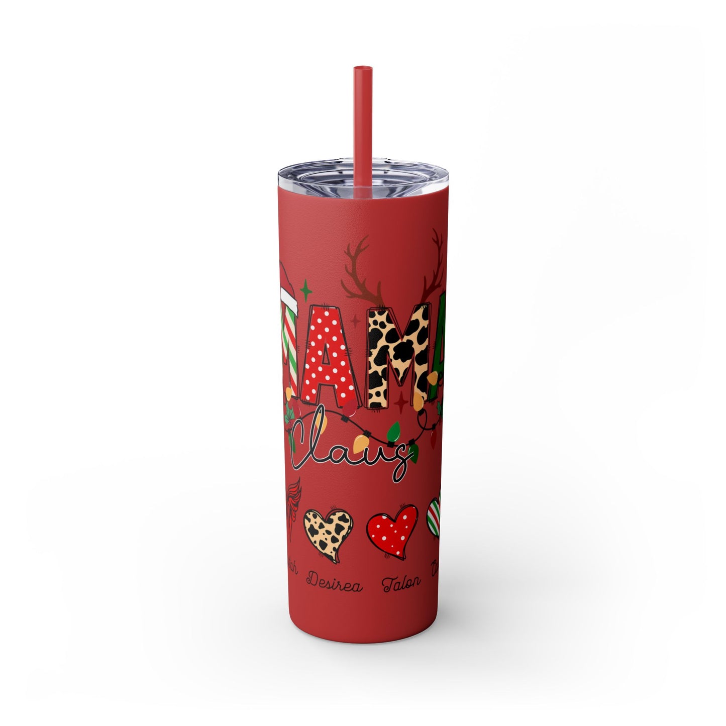 Mama Claus Personalized Skinny Tumbler with Straw, 20oz