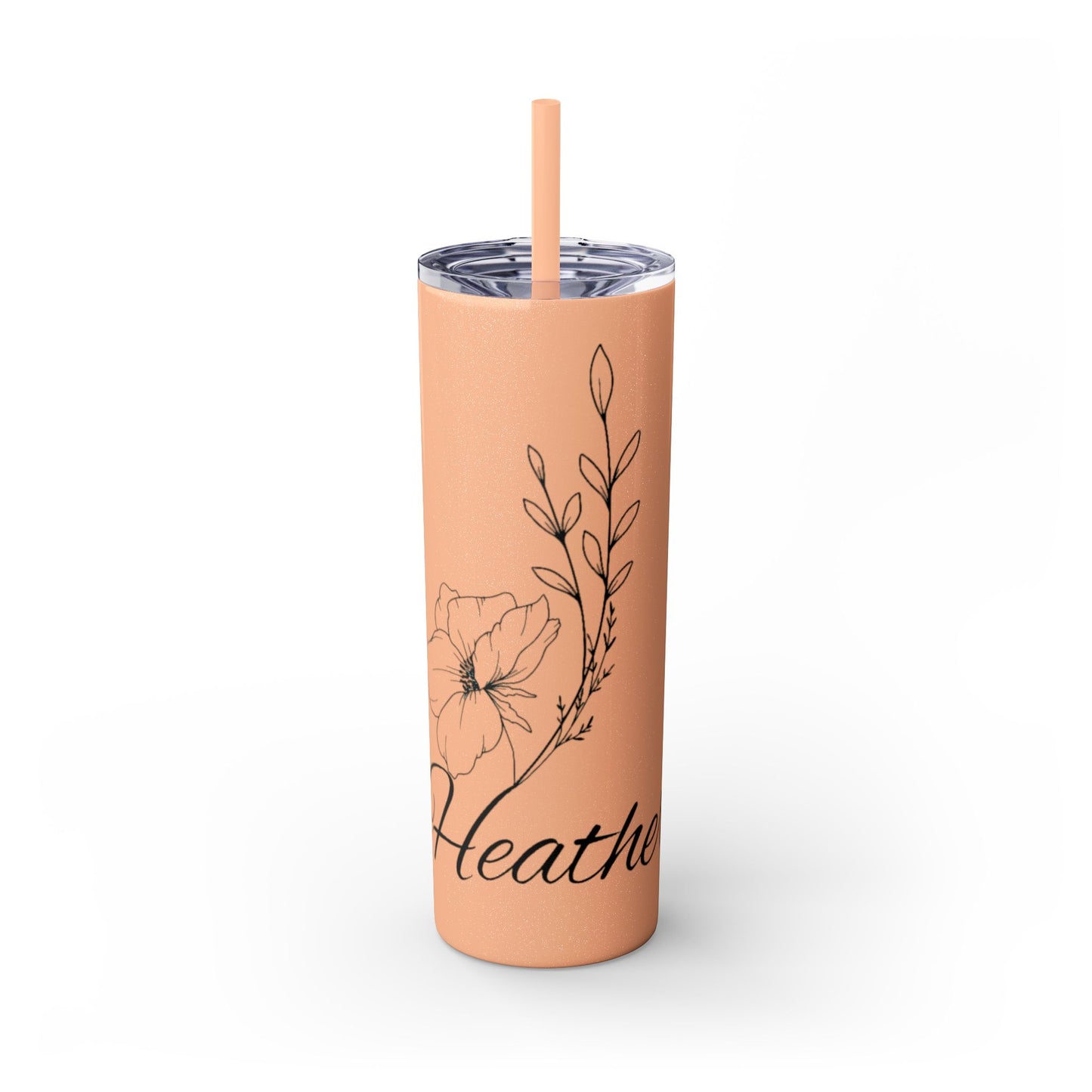 "Heather" Floral Skinny Tumbler with Straw, 20oz