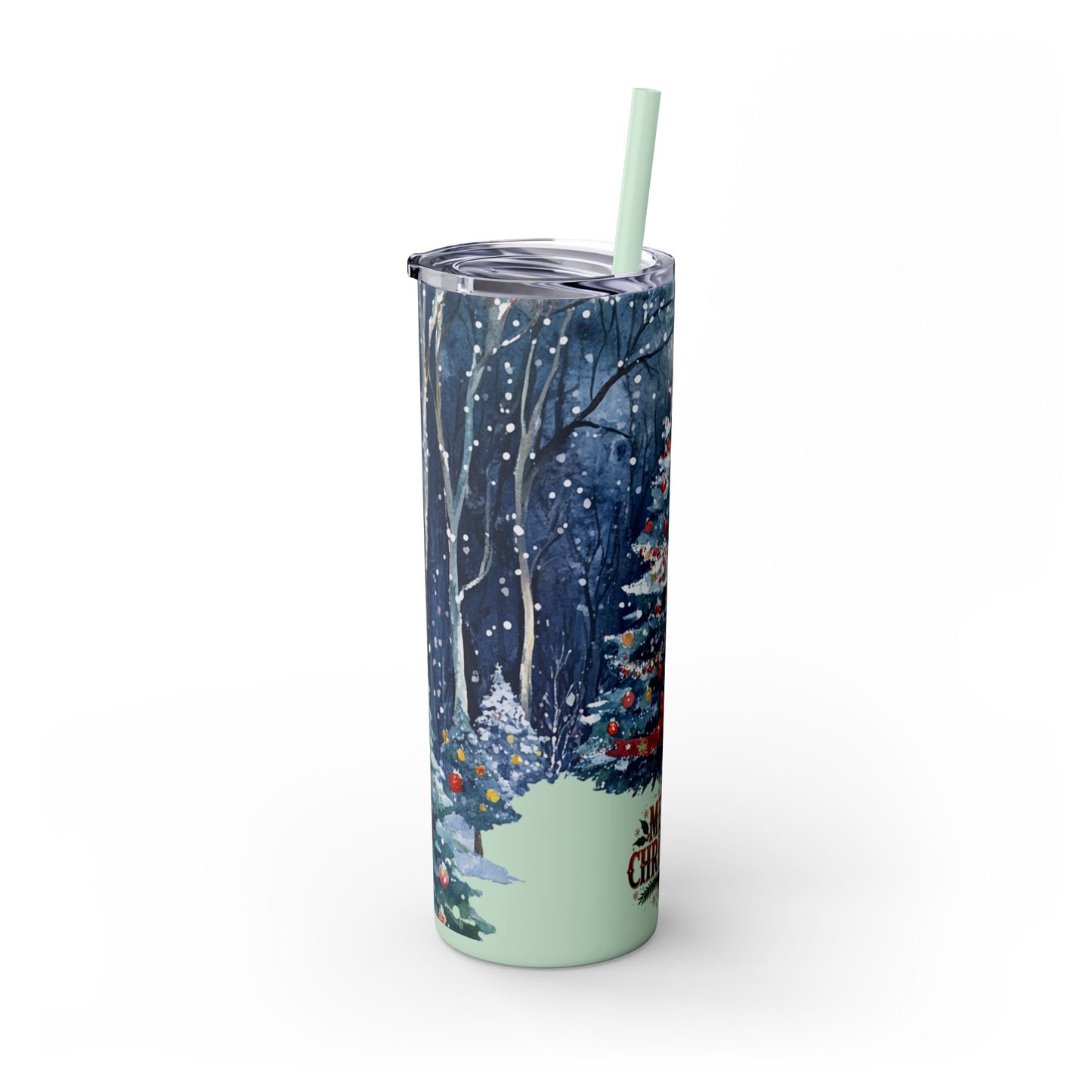 Merry Christmas Skinny Tumbler with Straw, 20oz