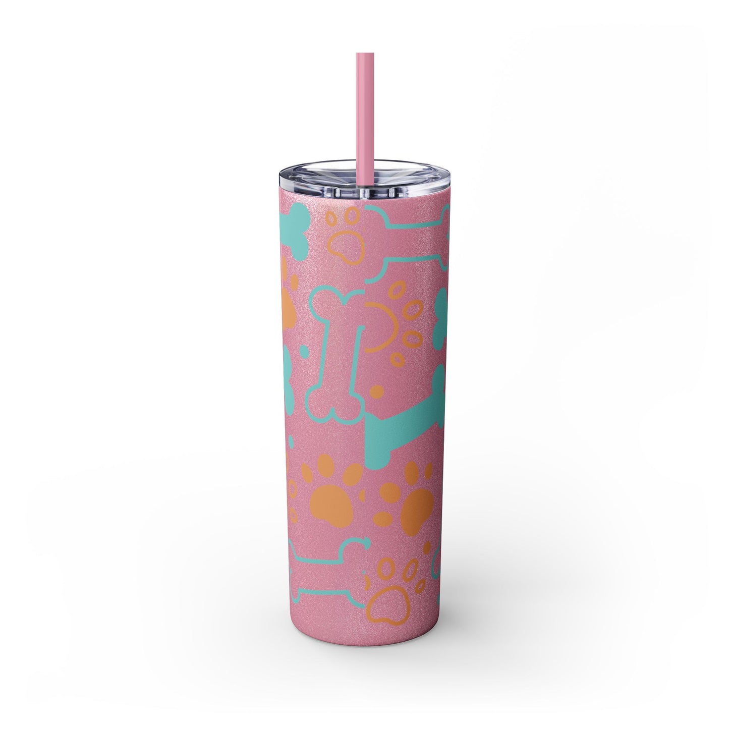 Paws and Bones Skinny Tumbler with Straw, 20oz