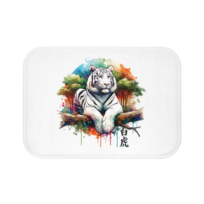 White Tiger Bath Mat