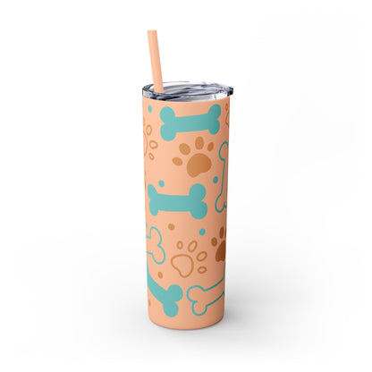 Paws and Bones Skinny Tumbler with Straw, 20oz