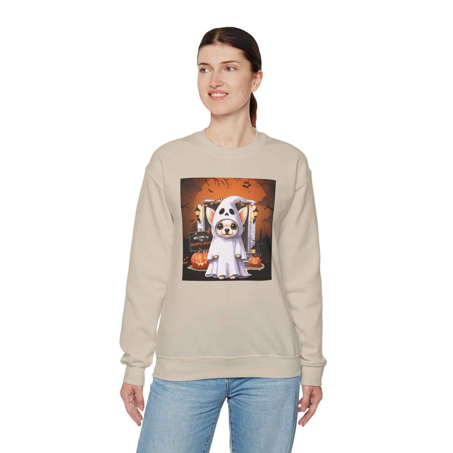 Unisex Heavy Blend™ Crewneck Sweatshirt - Chihuahua Ghost Puppy