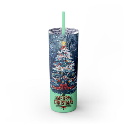 Merry Christmas Skinny Tumbler with Straw, 20oz