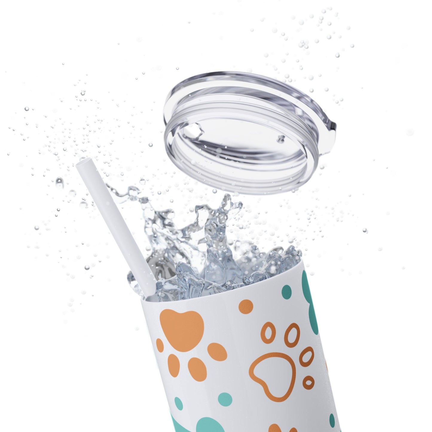 Paws and Bones Skinny Tumbler with Straw, 20oz