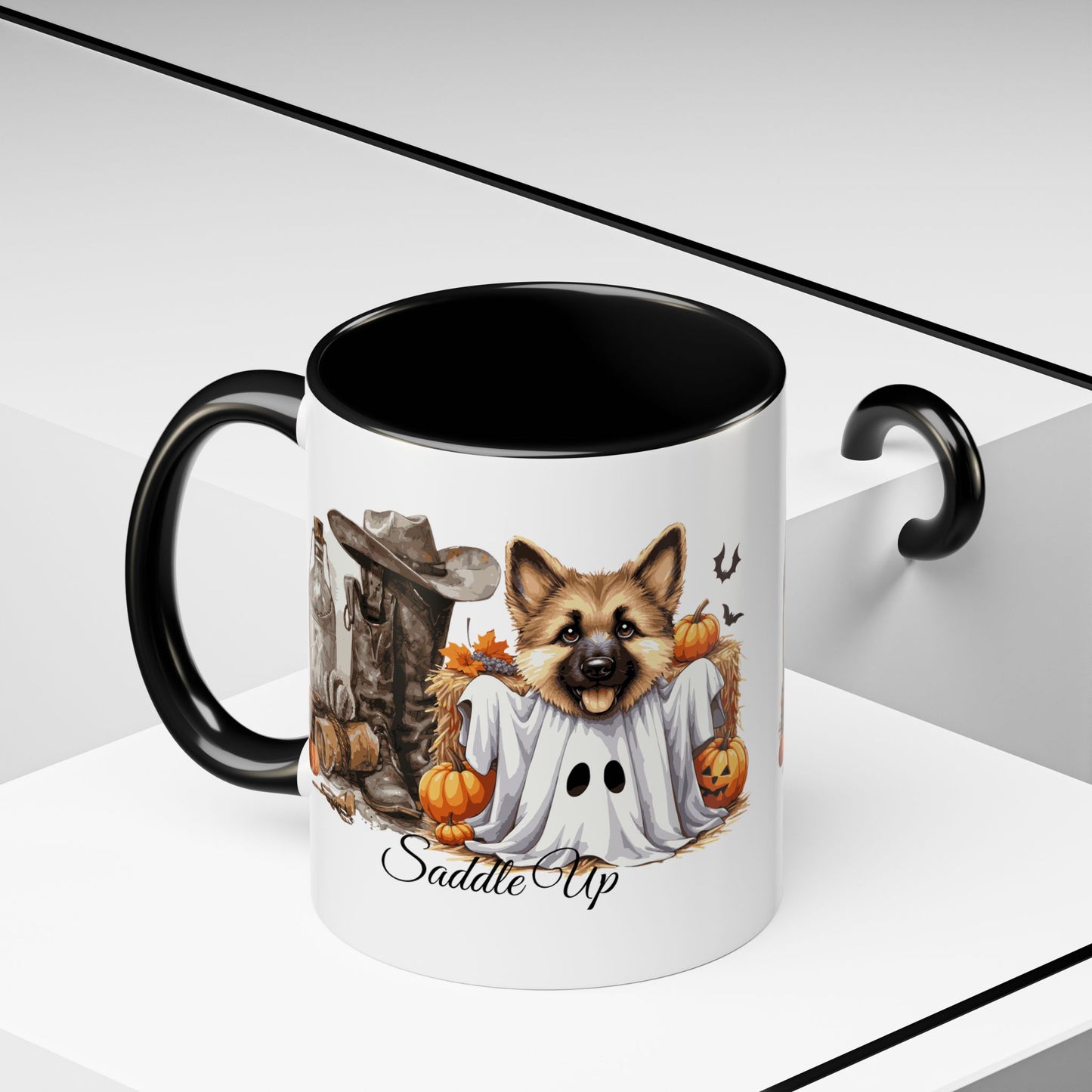 Coffee Mug - Adorable Germany Shepherd Puppy Cowgirl Halloween Design