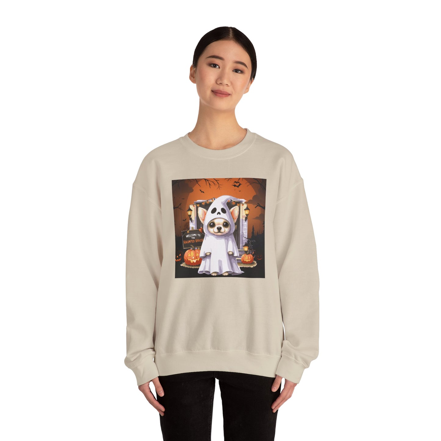 Unisex Heavy Blend™ Crewneck Sweatshirt - Chihuahua Ghost Puppy