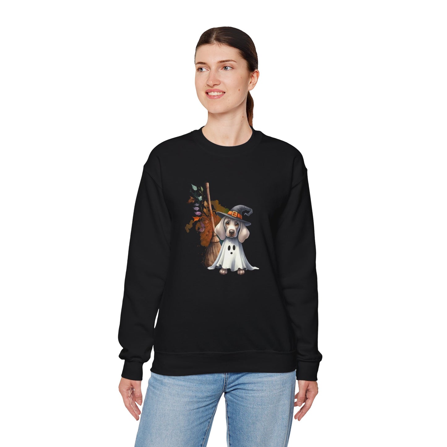 Unisex Heavy Blend™ Crewneck Sweatshirt - Weimaraner Witch Puppy