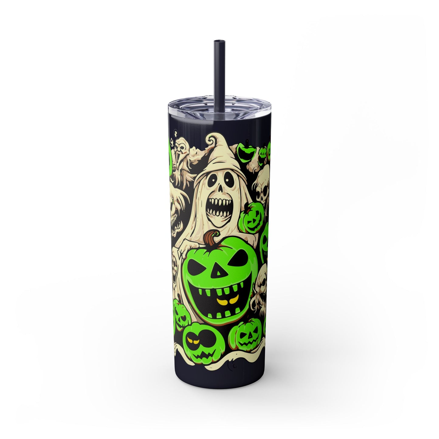 Neon Ghouls 'n Cats Eyes Skinny Tumbler with Straw, 20oz