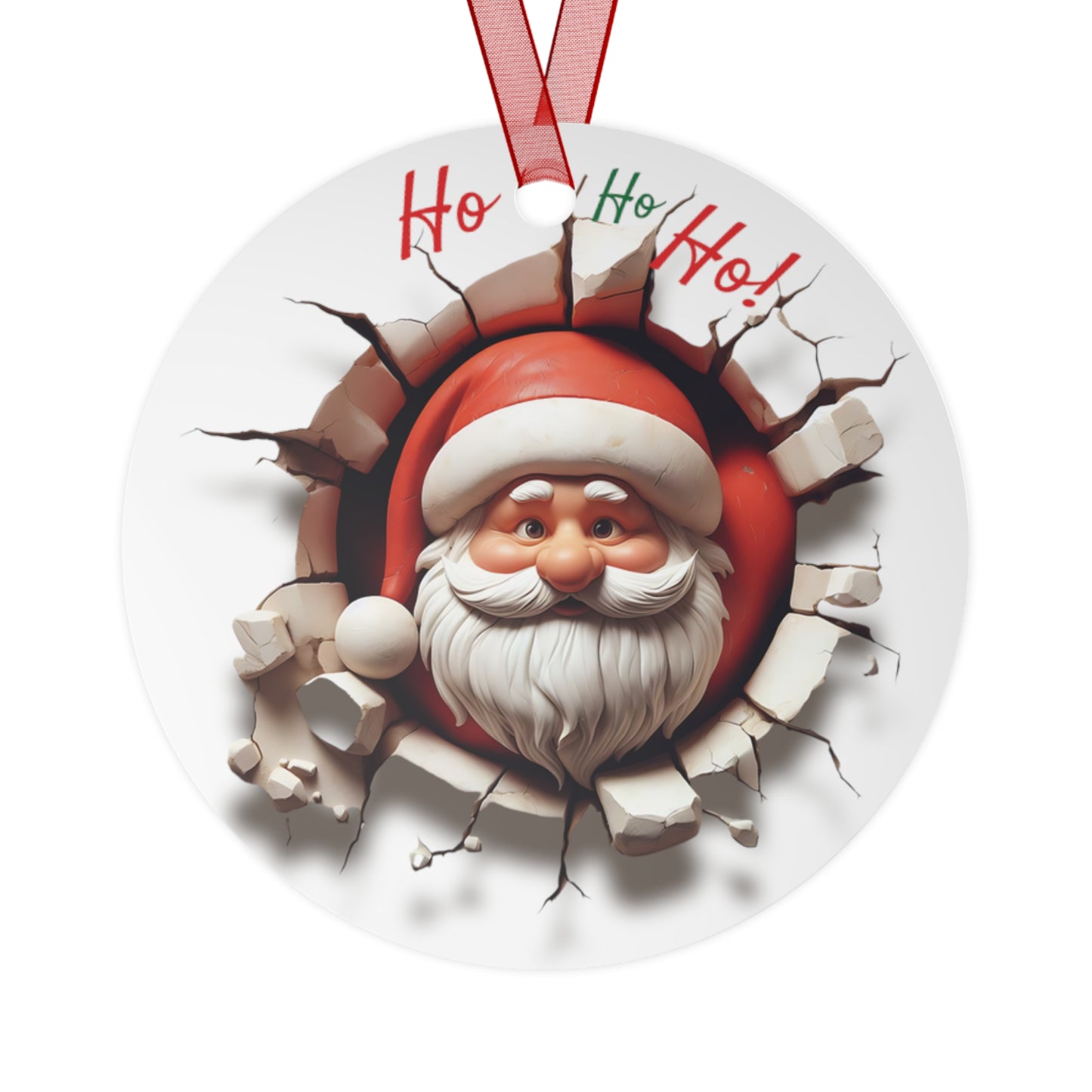 3D Santa Busting Out Metal Ornaments