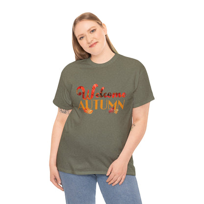 Welcome Autumn Leaves - Unisex Heavy Cotton Tee