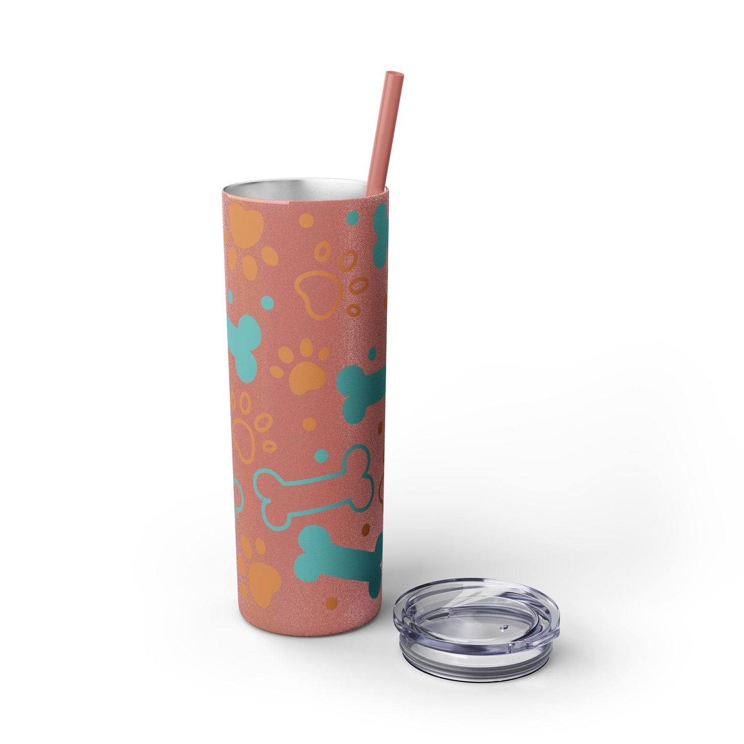 Paws and Bones Skinny Tumbler with Straw, 20oz