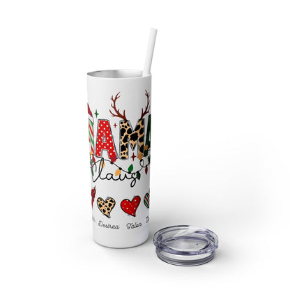 Mama Claus Personalized Skinny Tumbler with Straw, 20oz