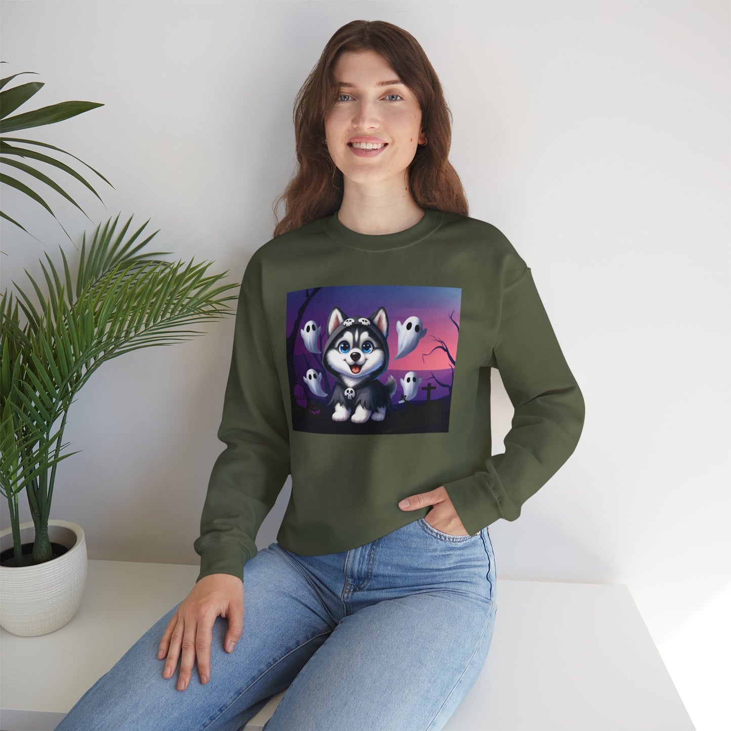 Unisex Heavy Blend™ Crewneck Sweatshirt Husky Ghost Punisher