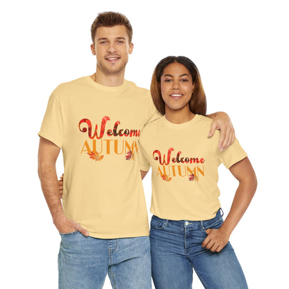 Welcome Autumn Leaves - Unisex Heavy Cotton Tee