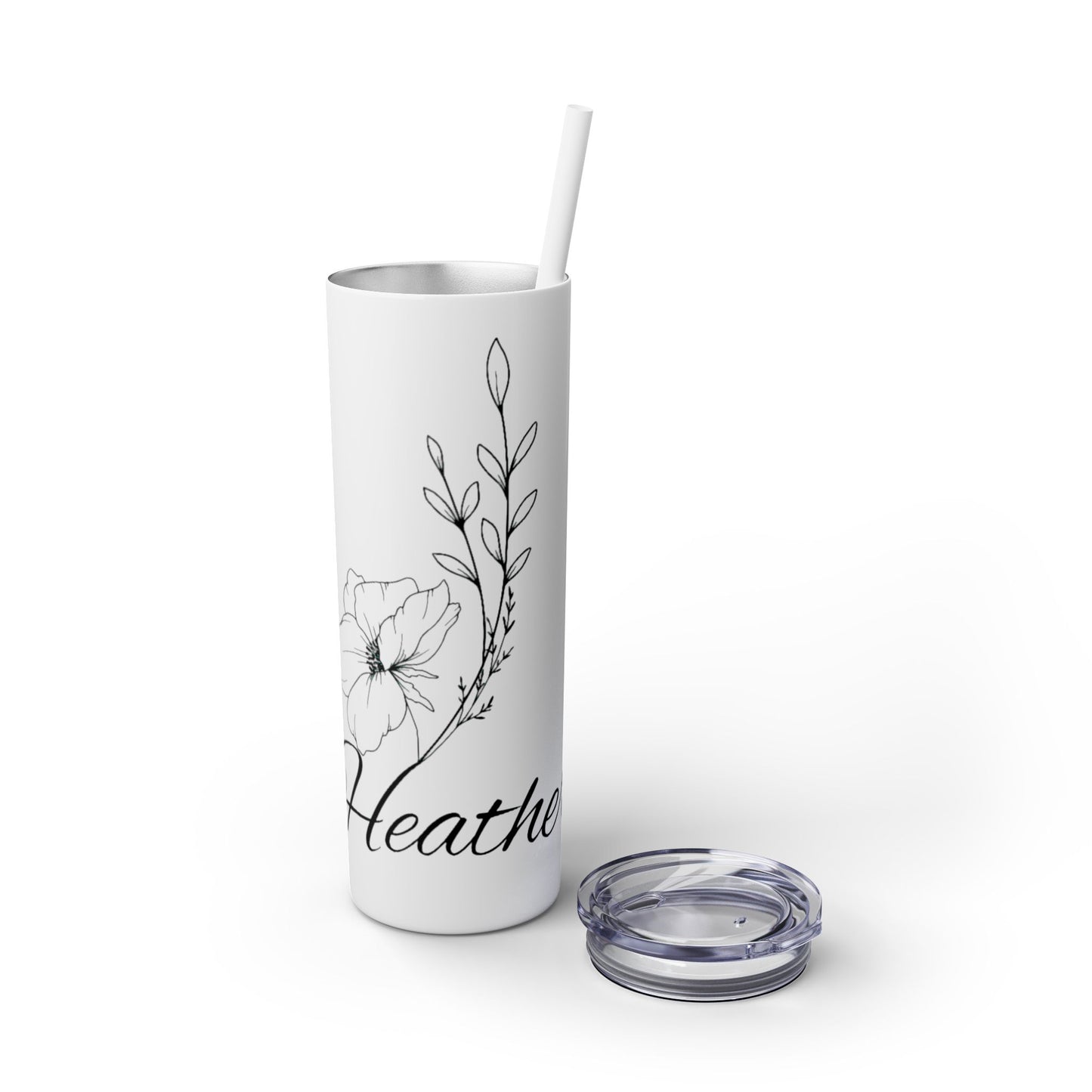 "Heather" Floral Skinny Tumbler with Straw, 20oz