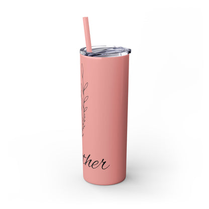 "Heather" Floral Skinny Tumbler with Straw, 20oz