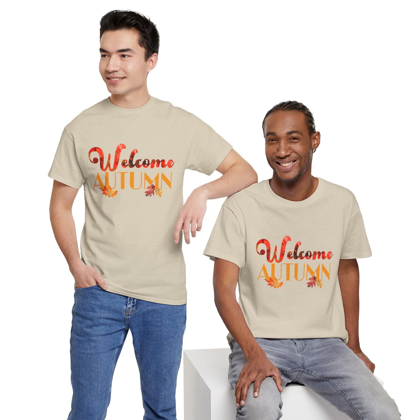 Welcome Autumn Leaves - Unisex Heavy Cotton Tee