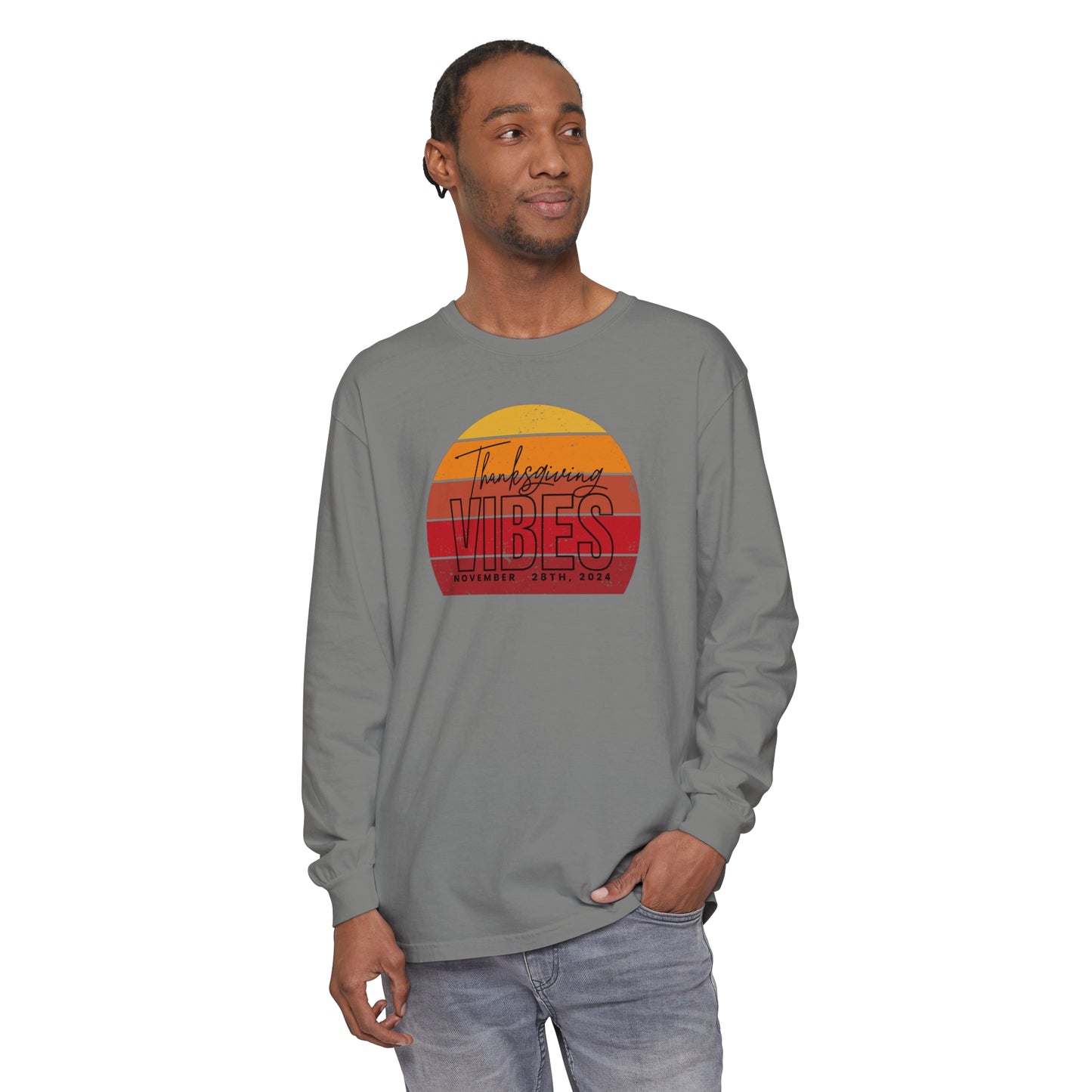 Thanksgiving Vibes Comfort Colors Unisex Garment-dyed Long Sleeve T-Shirt