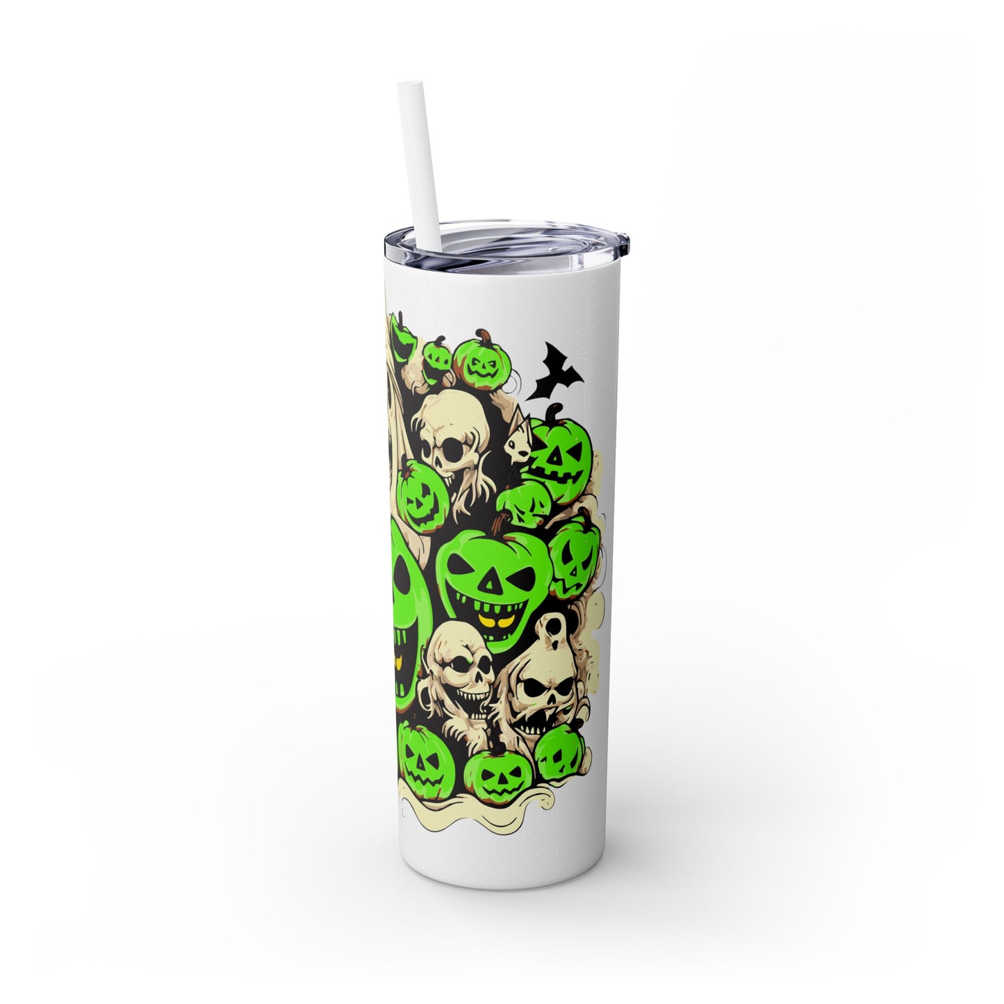 Neon Ghouls 'n Cats Eyes Skinny Tumbler with Straw, 20oz