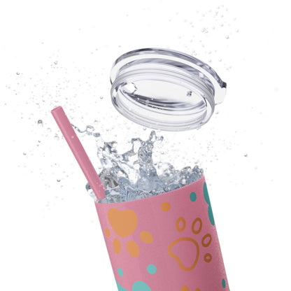 Paws and Bones Skinny Tumbler with Straw, 20oz