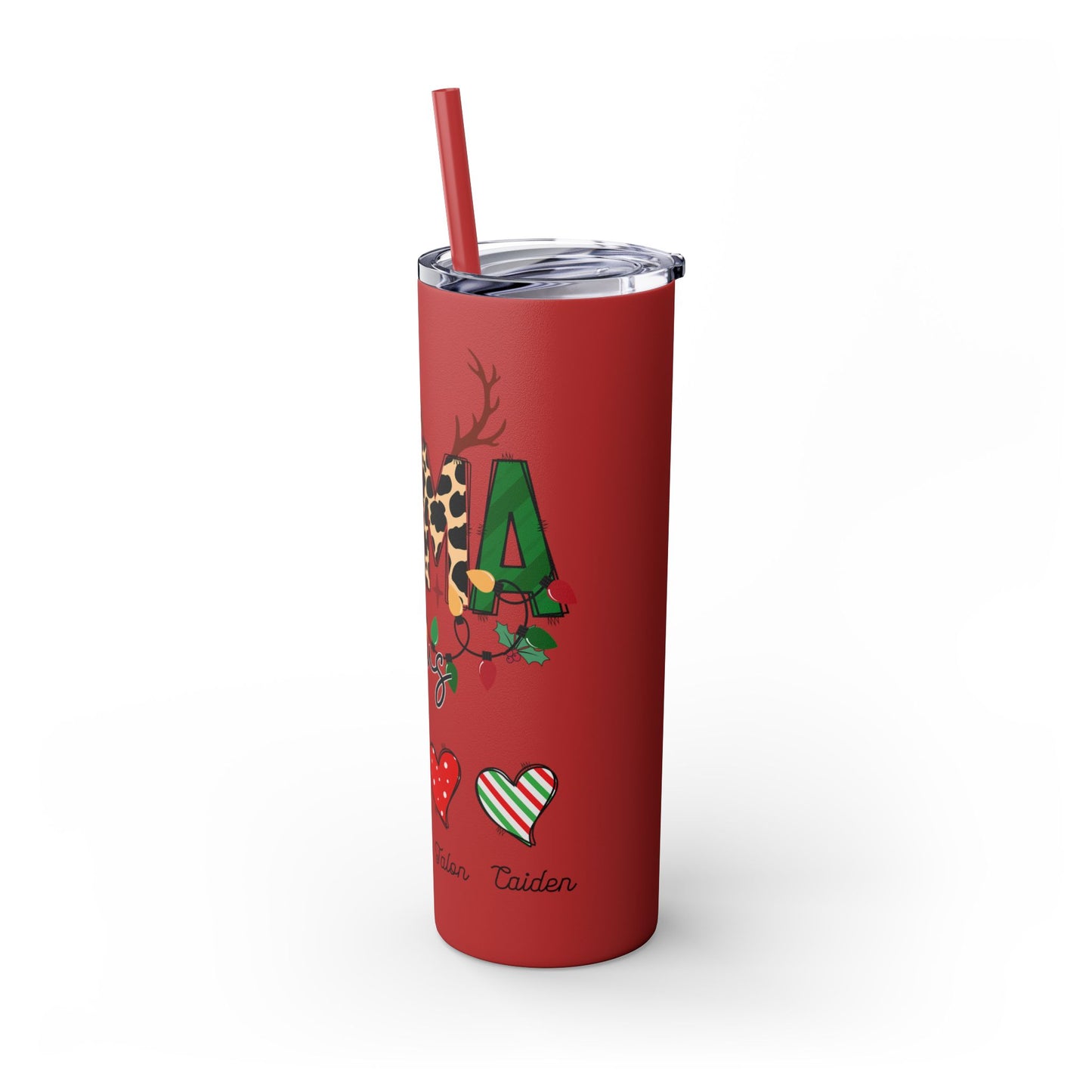 Mama Claus Personalized Skinny Tumbler with Straw, 20oz