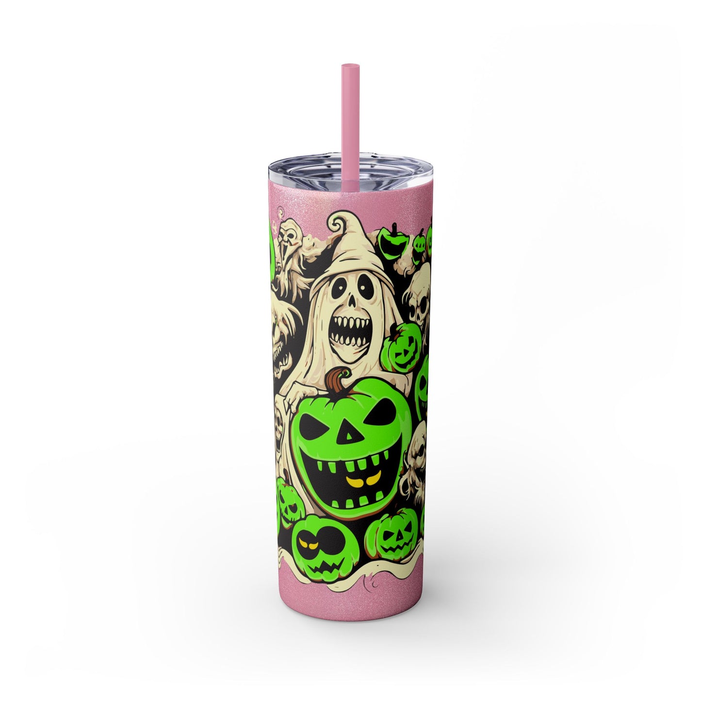 Neon Ghouls 'n Cats Eyes Skinny Tumbler with Straw, 20oz