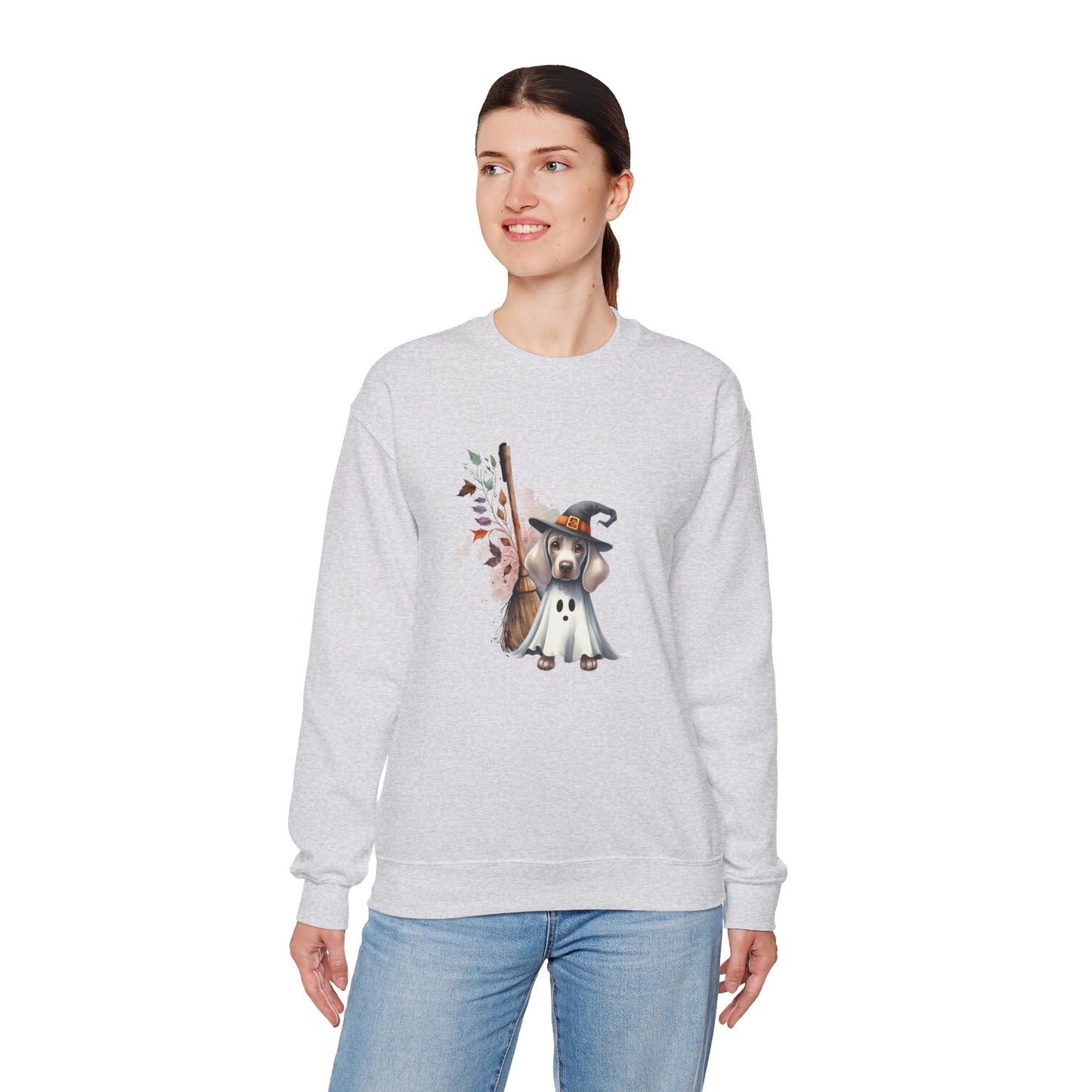 Unisex Heavy Blend™ Crewneck Sweatshirt - Weimaraner Witch Puppy