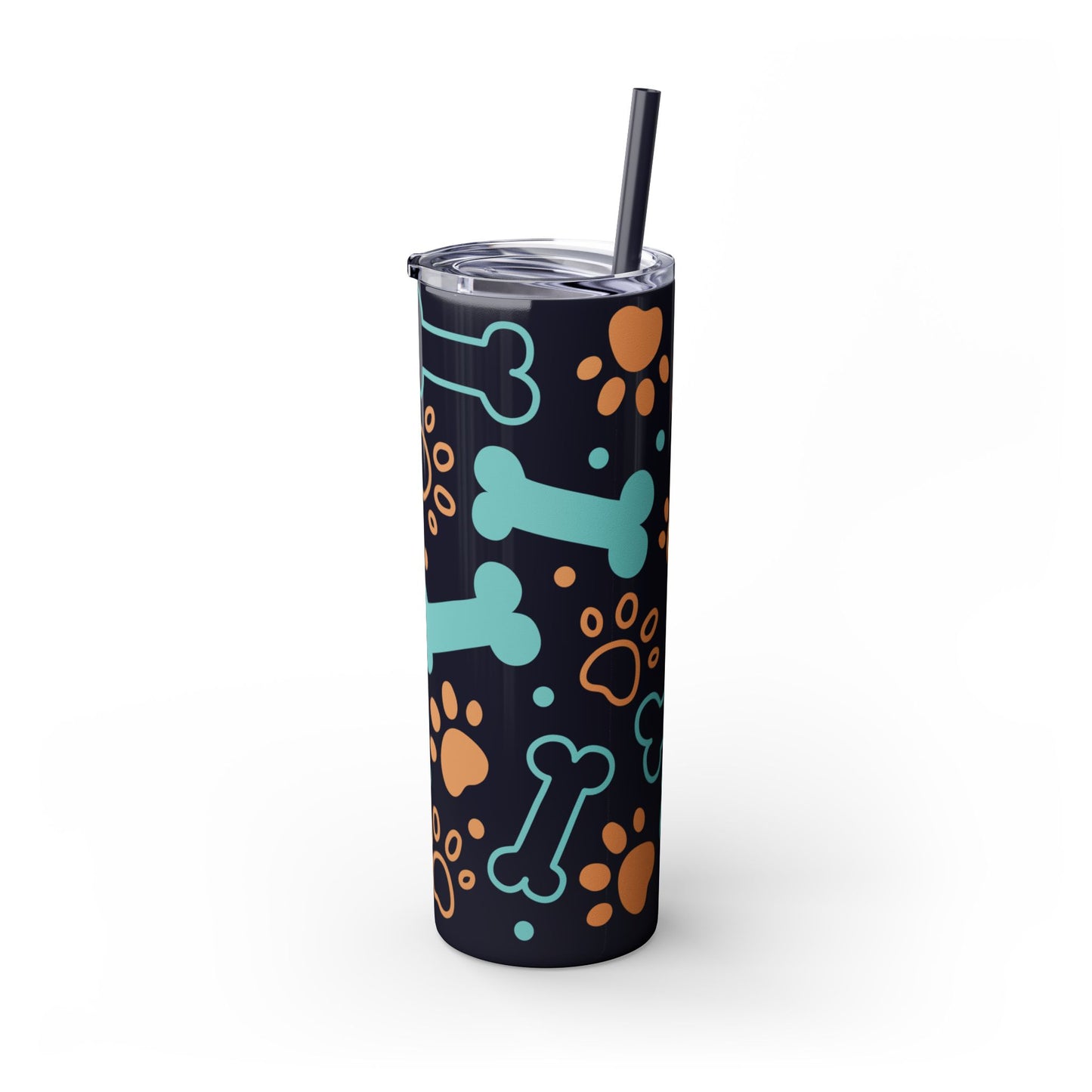 Paws and Bones Skinny Tumbler with Straw, 20oz