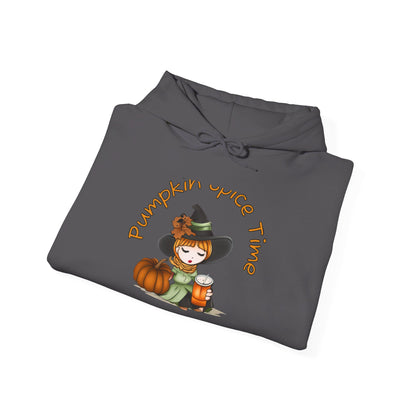 Pumpkin Spice Witch Hooded Sweatshirt - Keep warm this Fall wearing this Adorable Halloween Witch hoodie, who's enjoying her Pumpkin Spice