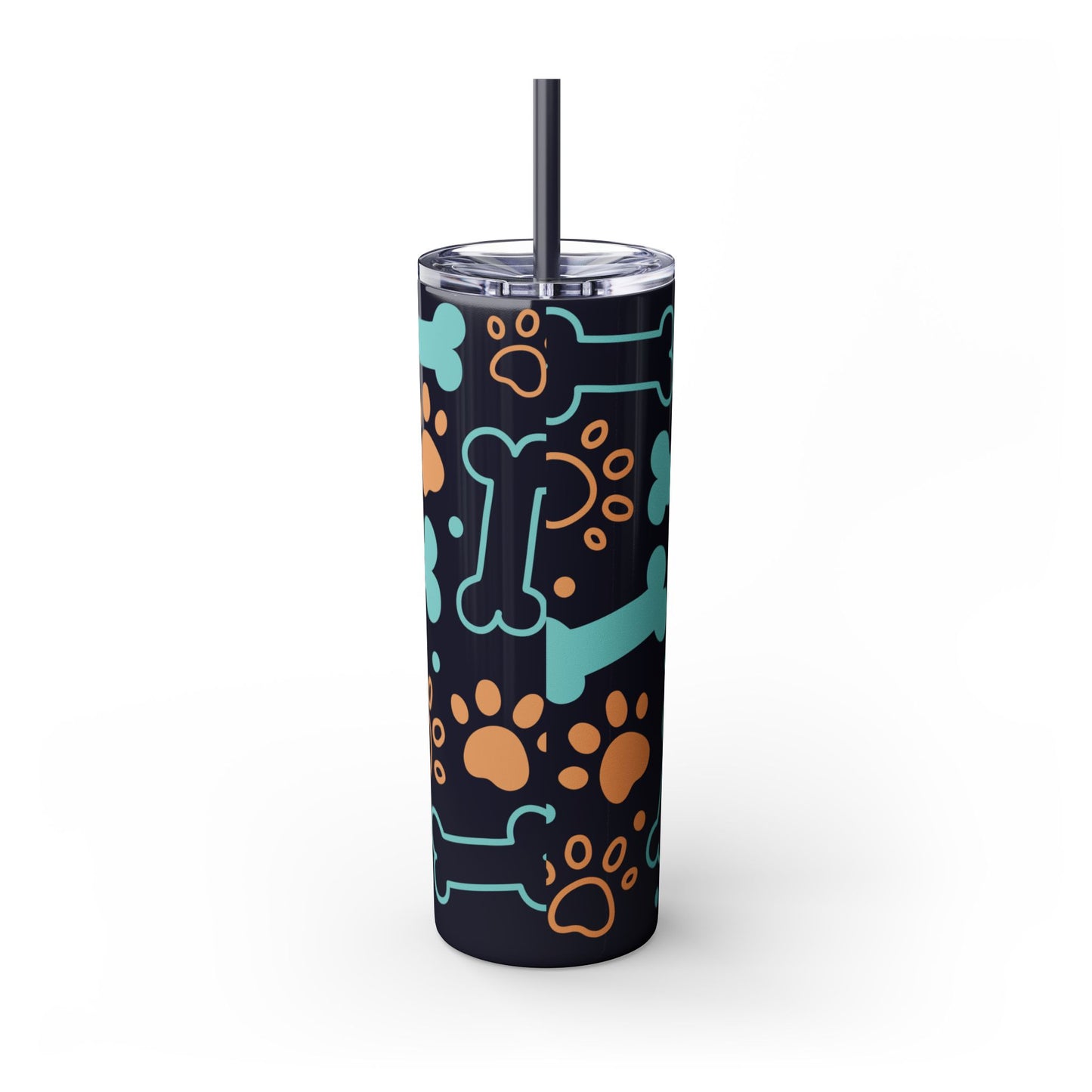 Paws and Bones Skinny Tumbler with Straw, 20oz