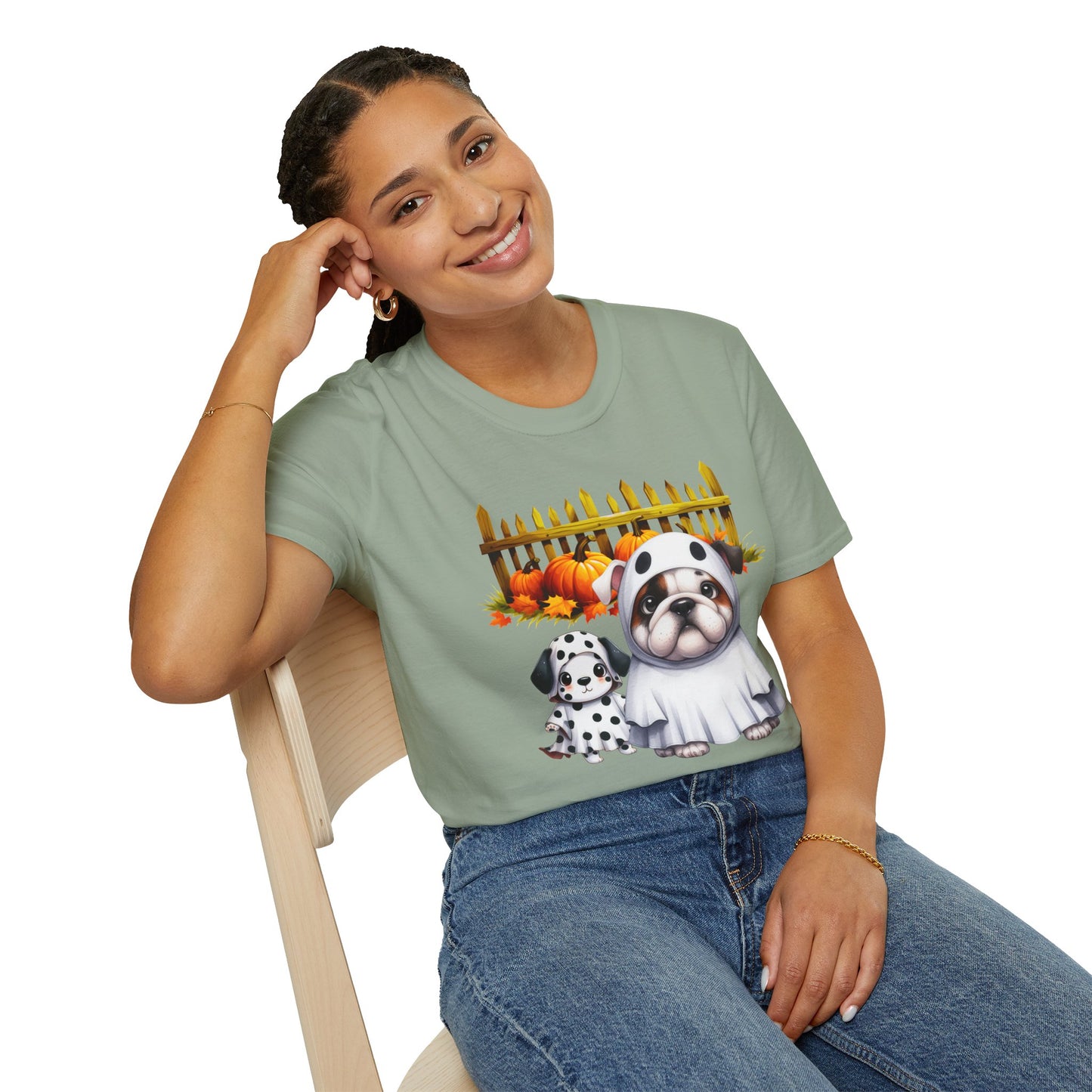 Unisex Softstyle T-Shirt - Bull Dog and Dalmatian Puppies