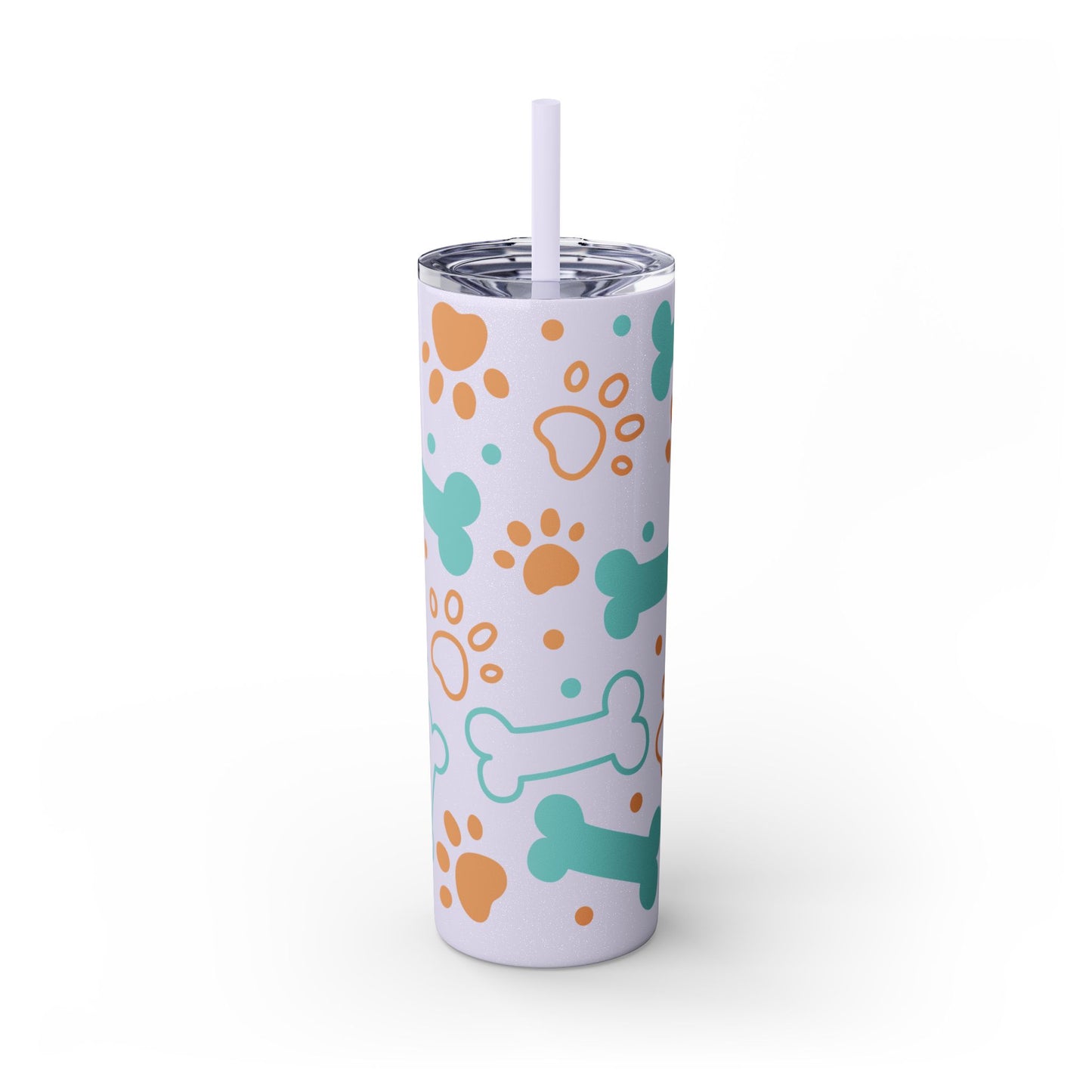 Paws and Bones Skinny Tumbler with Straw, 20oz