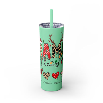 Mama Claus Personalized Skinny Tumbler with Straw, 20oz