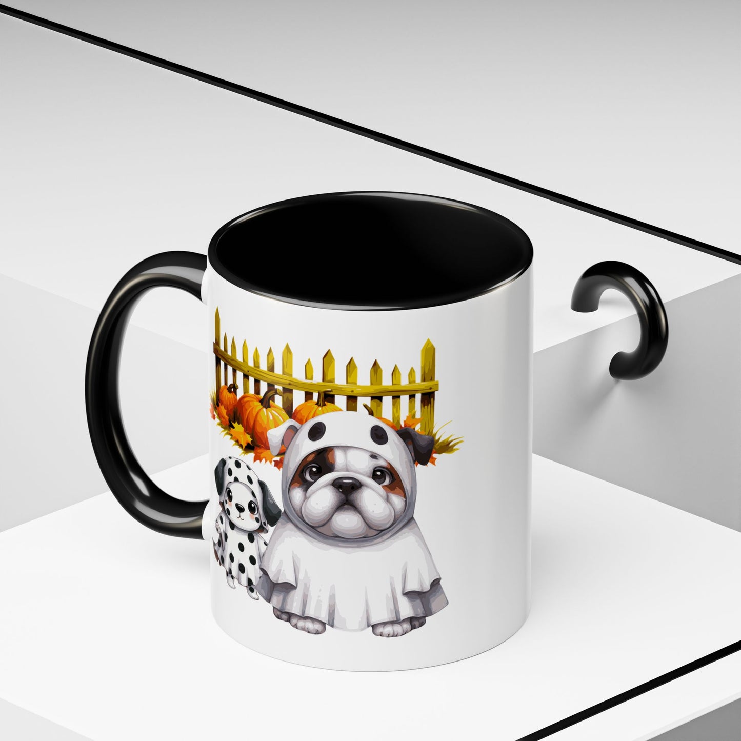 Halloween Accent Coffee Mug (11 oz) Bull Dog and Dalmatian Puppies