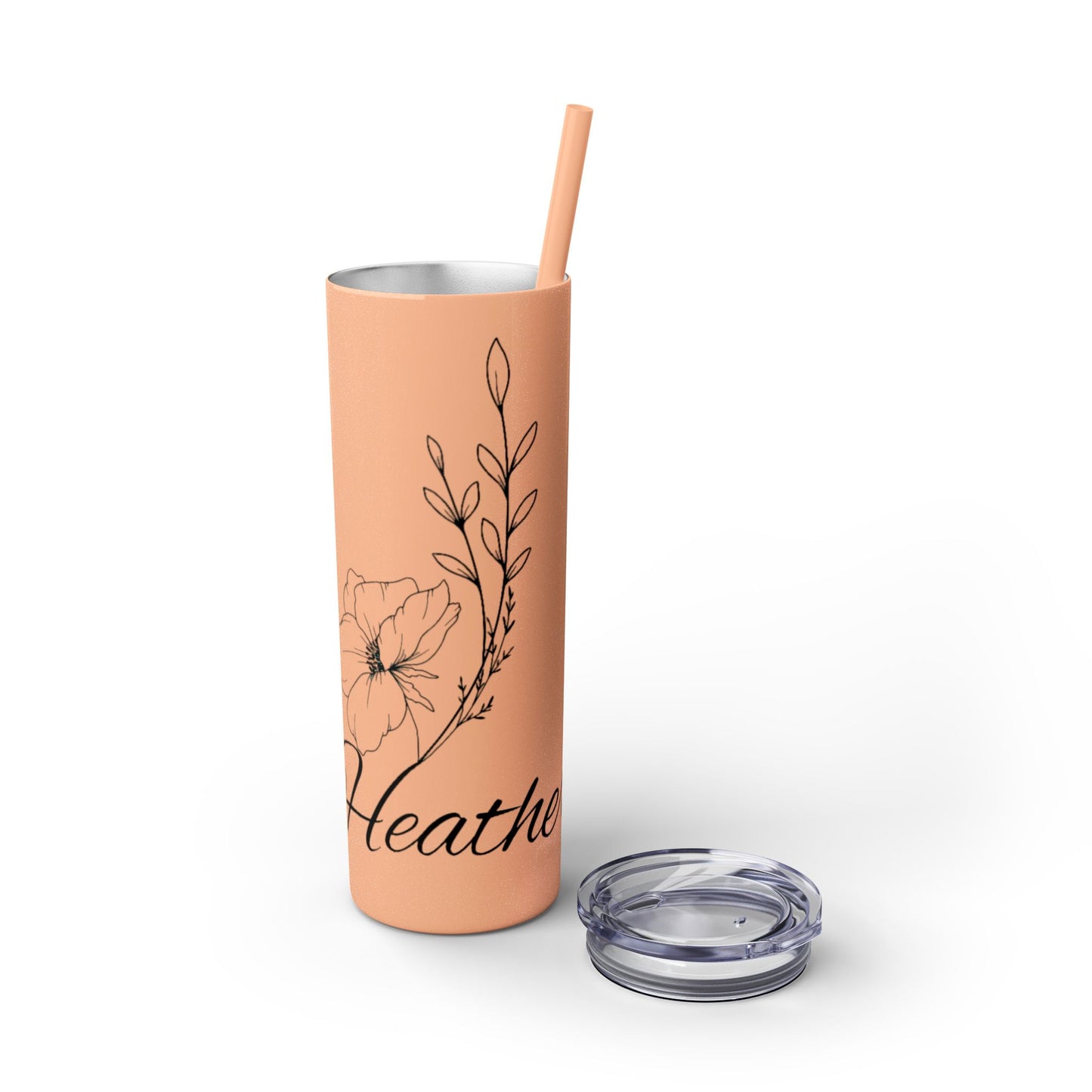 "Heather" Floral Skinny Tumbler with Straw, 20oz