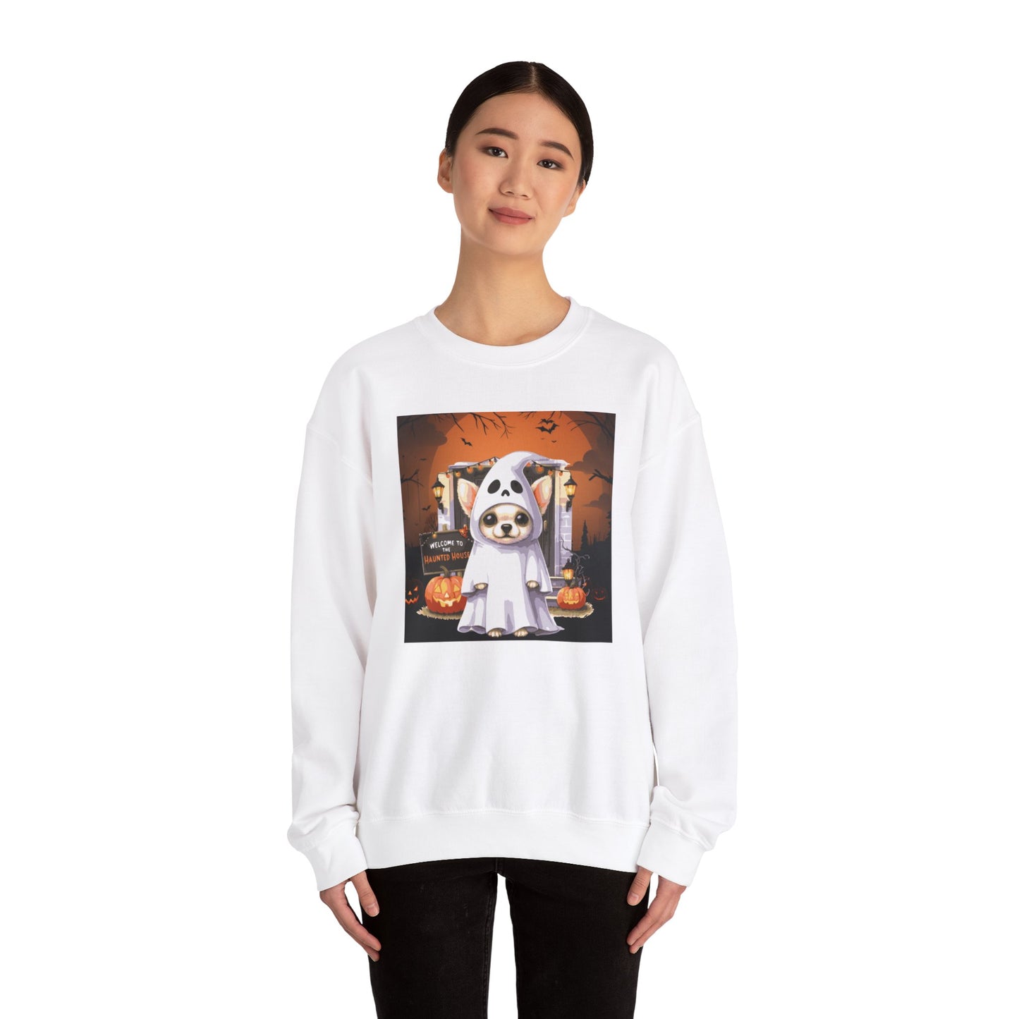 Unisex Heavy Blend™ Crewneck Sweatshirt - Chihuahua Ghost Puppy