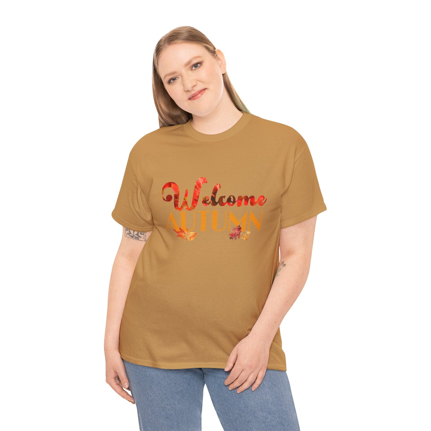 Welcome Autumn Leaves - Unisex Heavy Cotton Tee