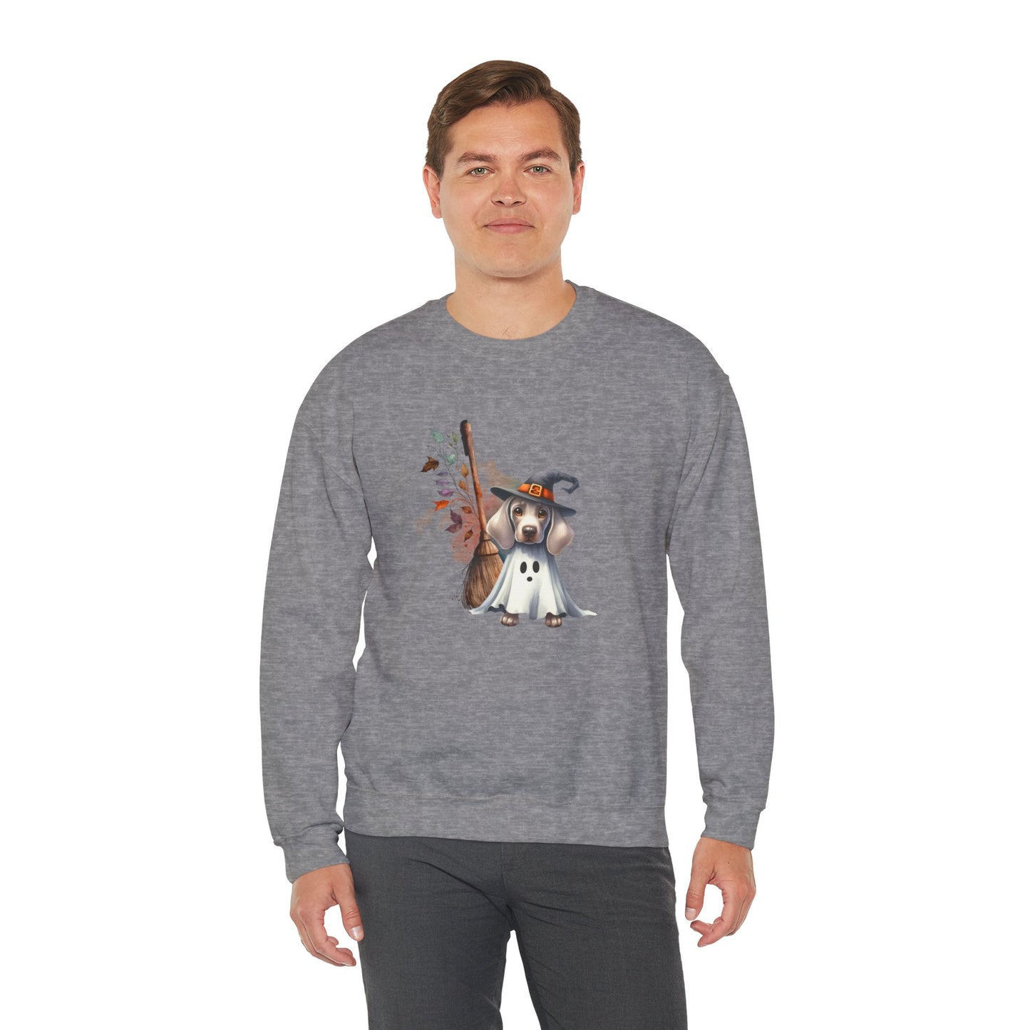 Unisex Heavy Blend™ Crewneck Sweatshirt - Weimaraner Witch Puppy