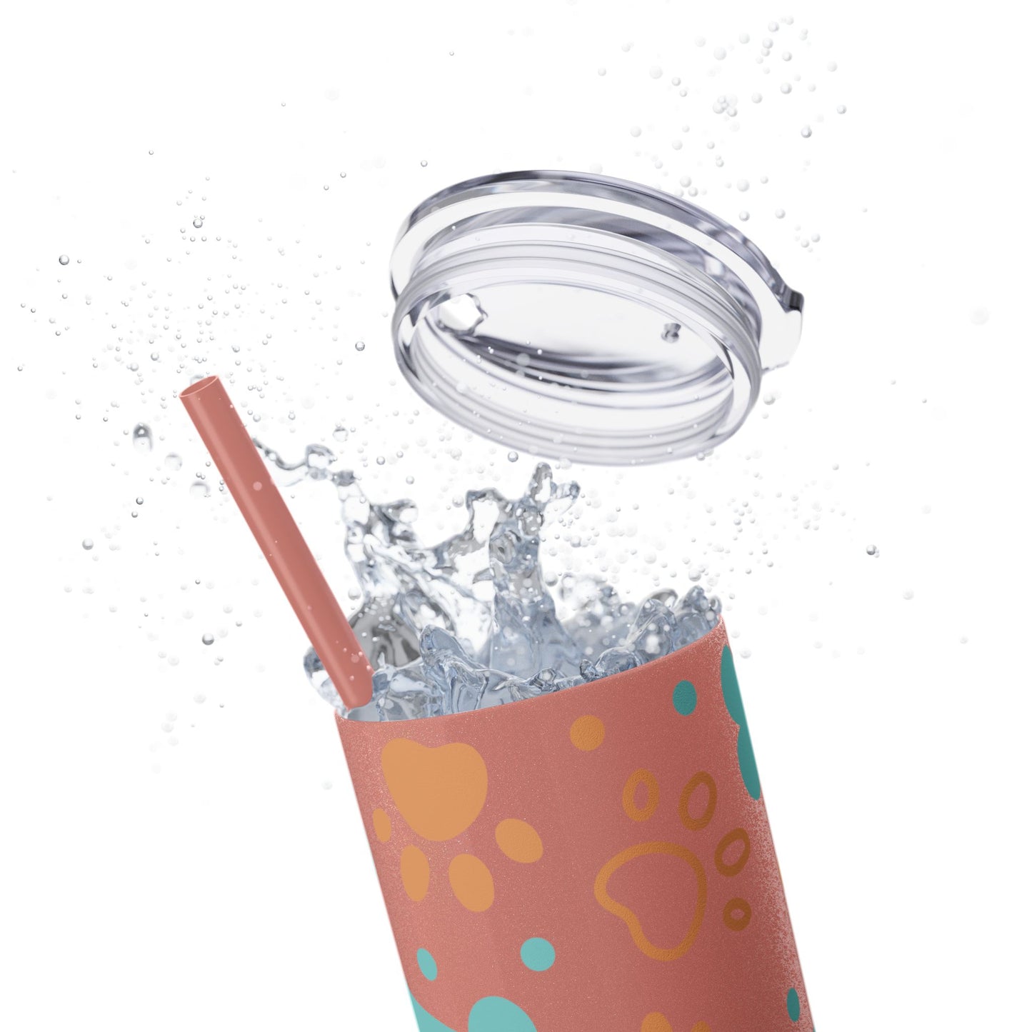 Paws and Bones Skinny Tumbler with Straw, 20oz