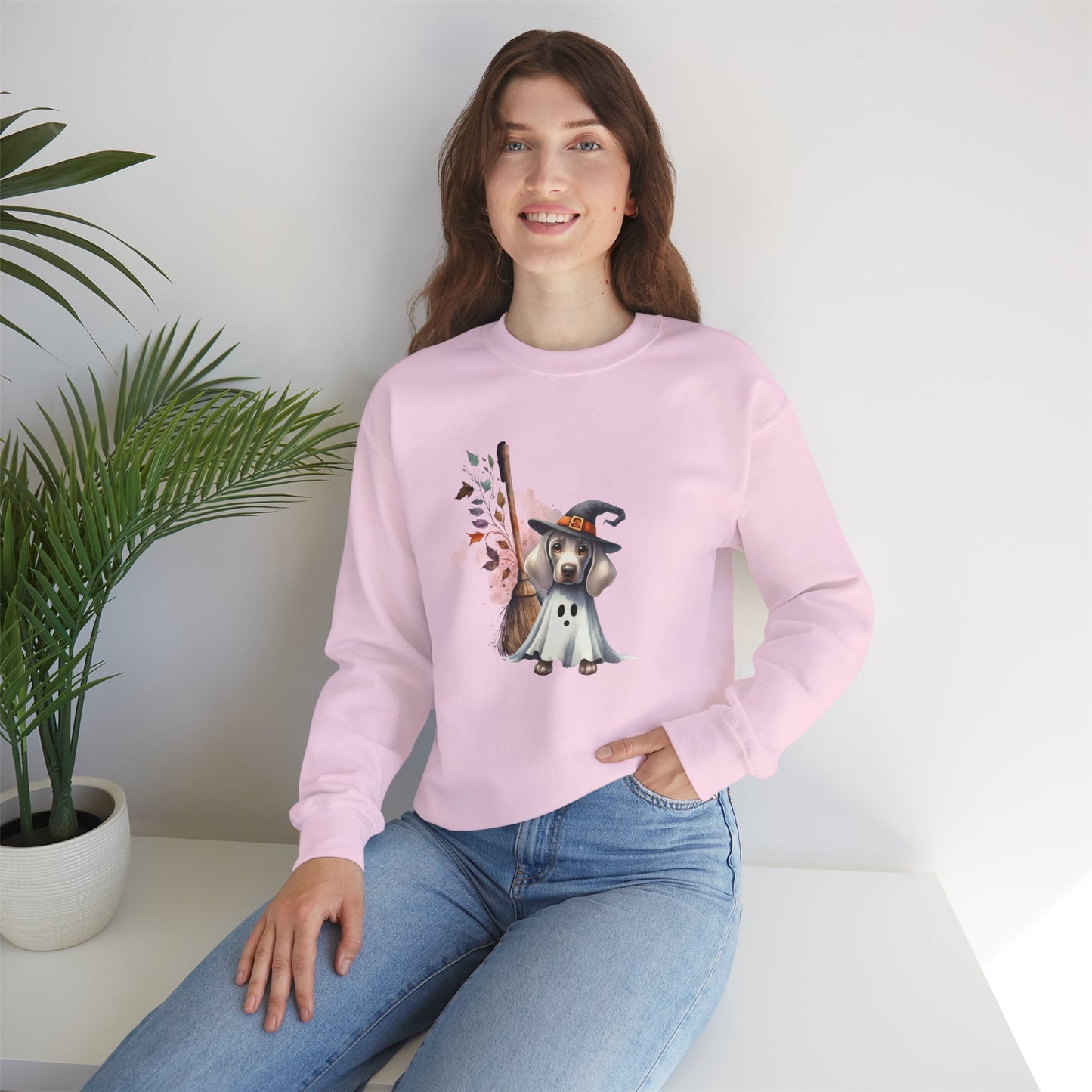 Unisex Heavy Blend™ Crewneck Sweatshirt - Weimaraner Witch Puppy