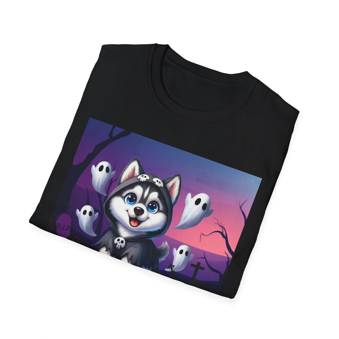 Unisex Softstyle T-Shirt - Husky and Ghosts