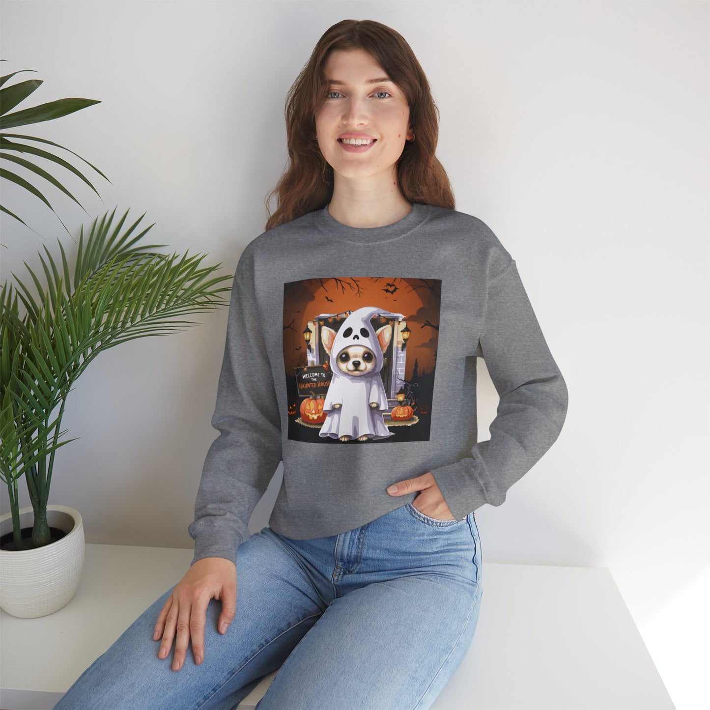 Unisex Heavy Blend™ Crewneck Sweatshirt - Chihuahua Ghost Puppy